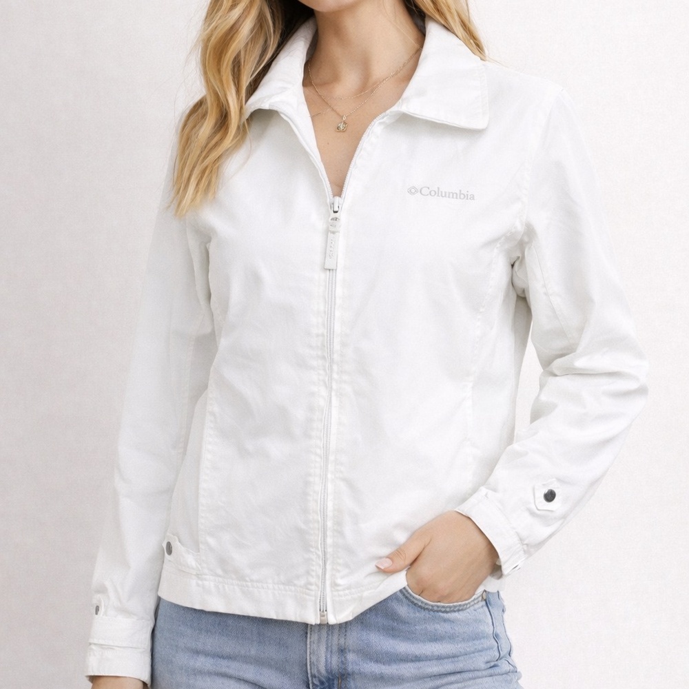 Canvas White Columbia Zip Front Jacket 🌻💚